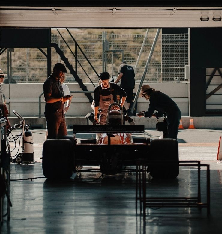 Race car in Pit stop