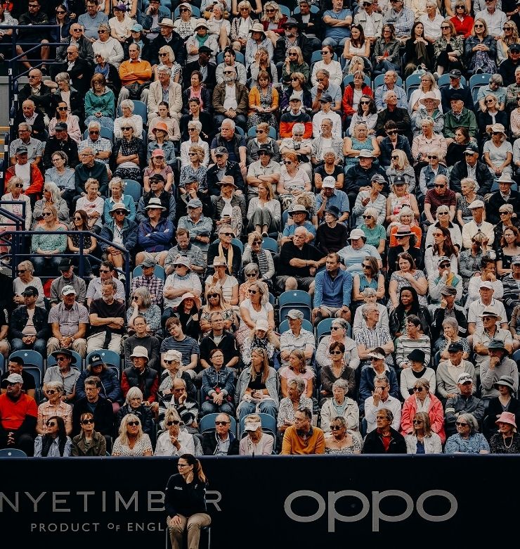Crowd sat in stands