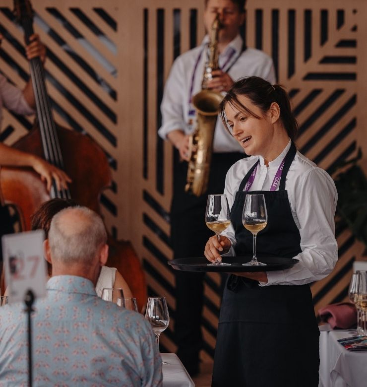 Waitress Holding Champagne