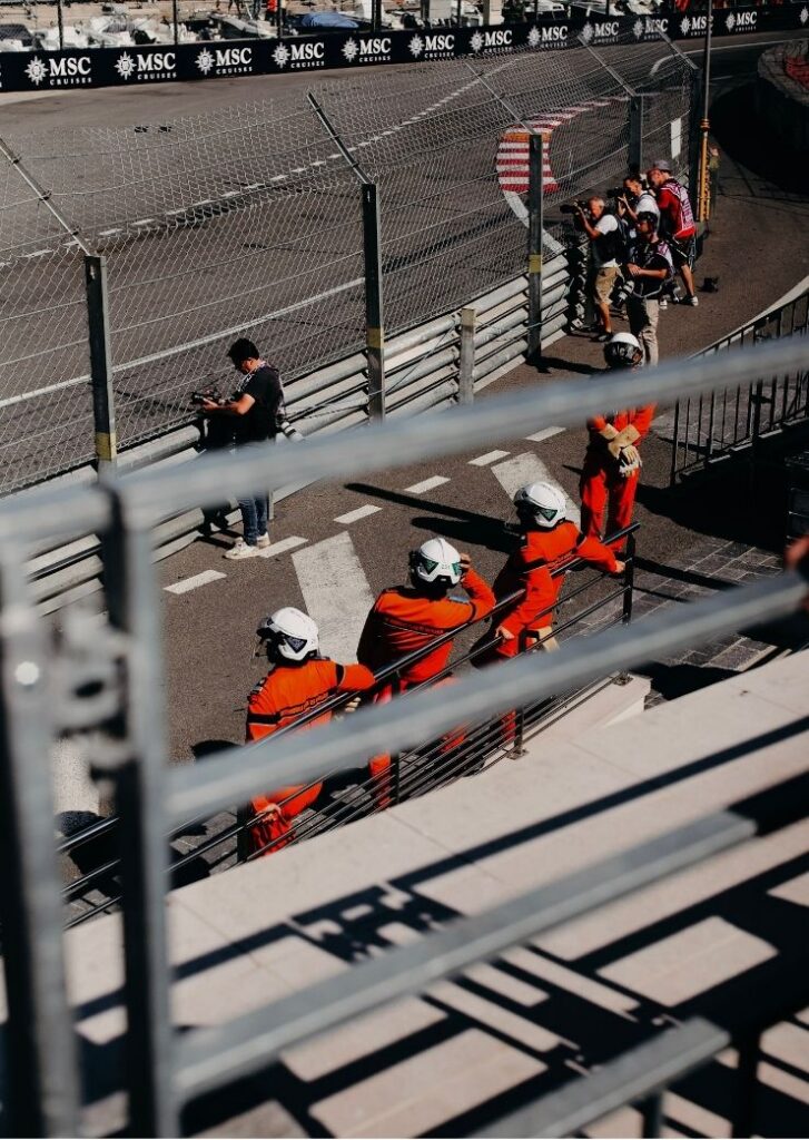 Pit stop at the side of the track