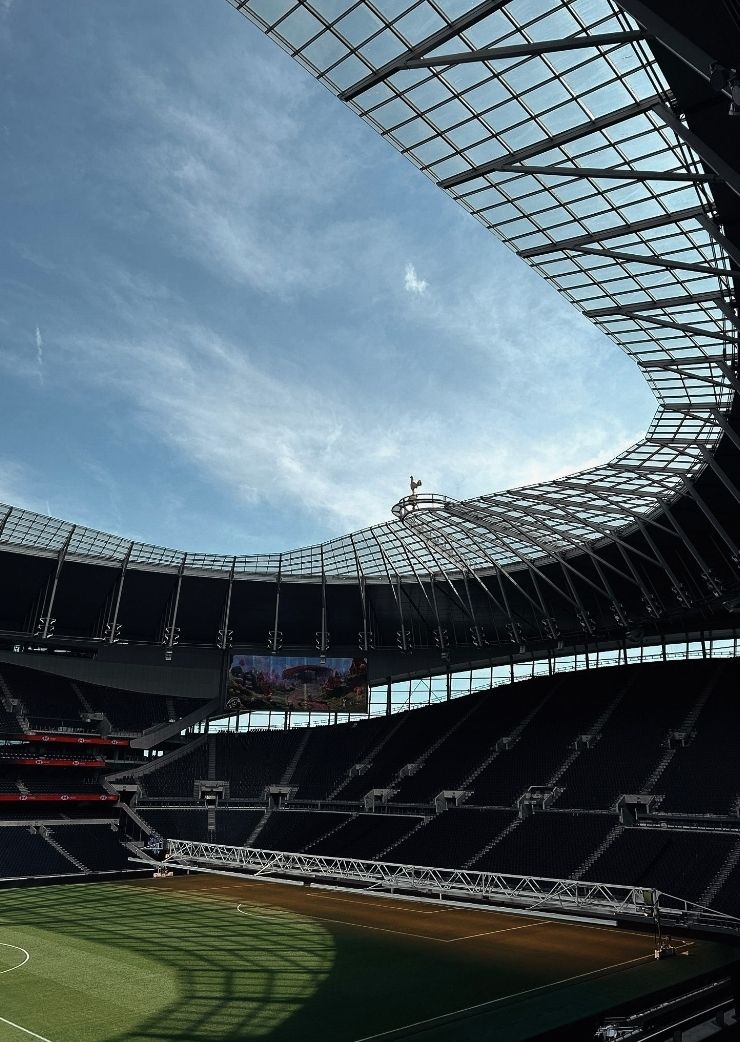 Interior of stadium with football pitch