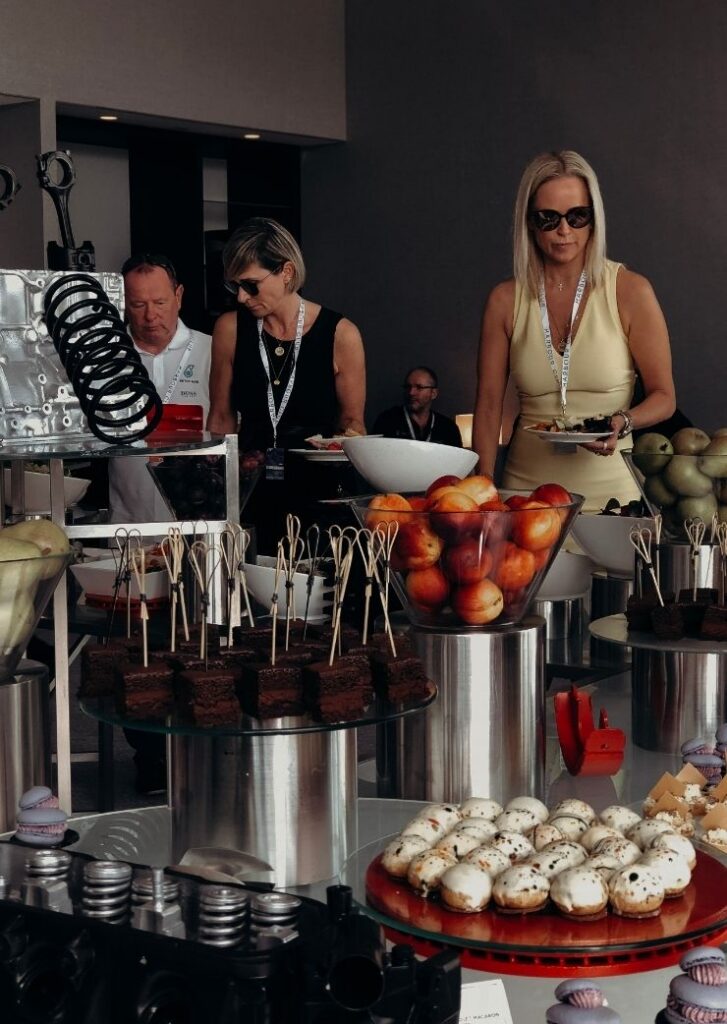 buffet food with woman