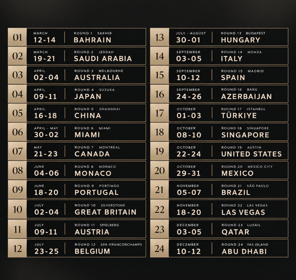 Formula 1 race schedule